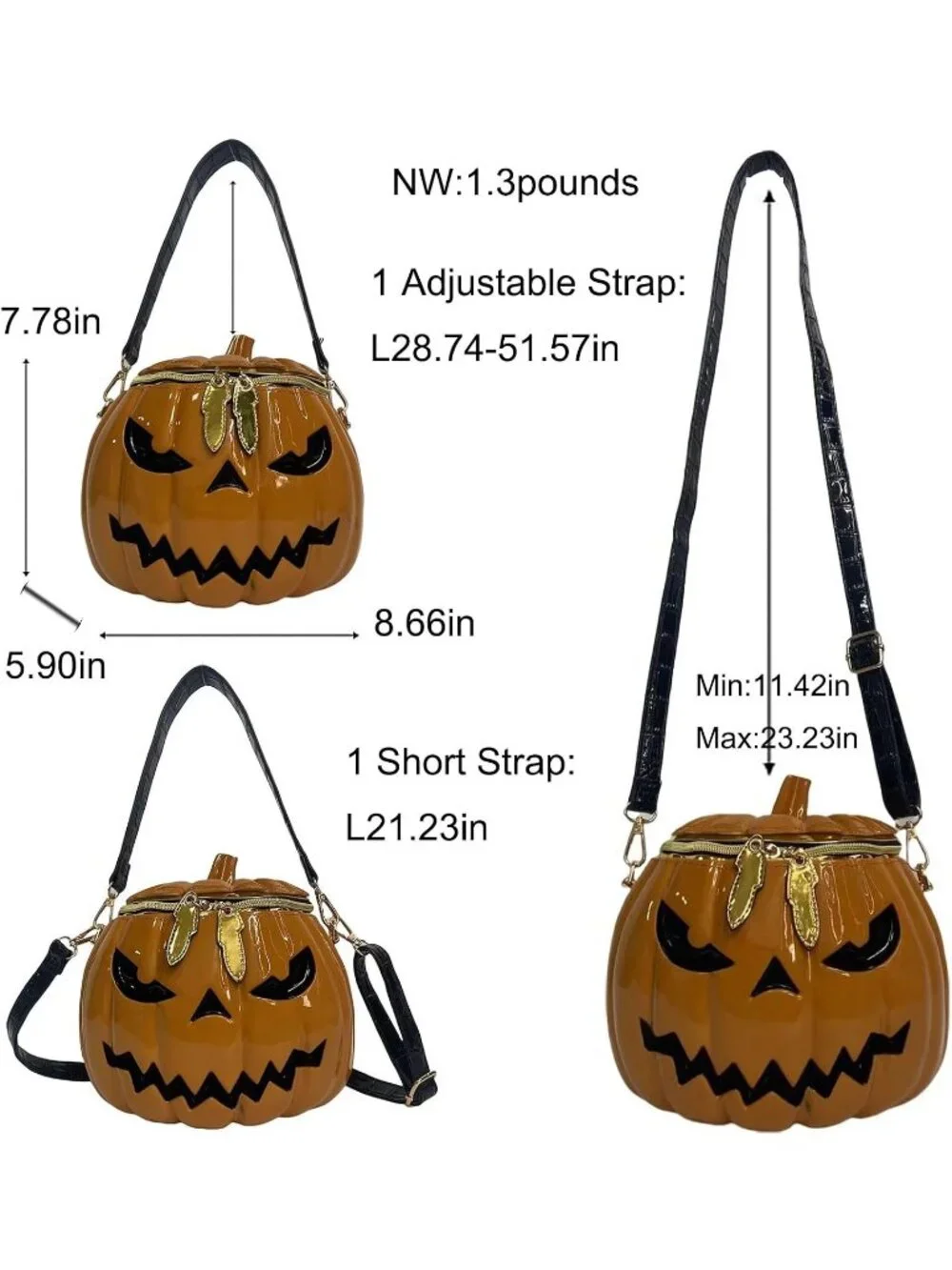 Women's Yellow Pumpkin Crossbody Purse For Gothic Halloween Shoulder Bag Purse